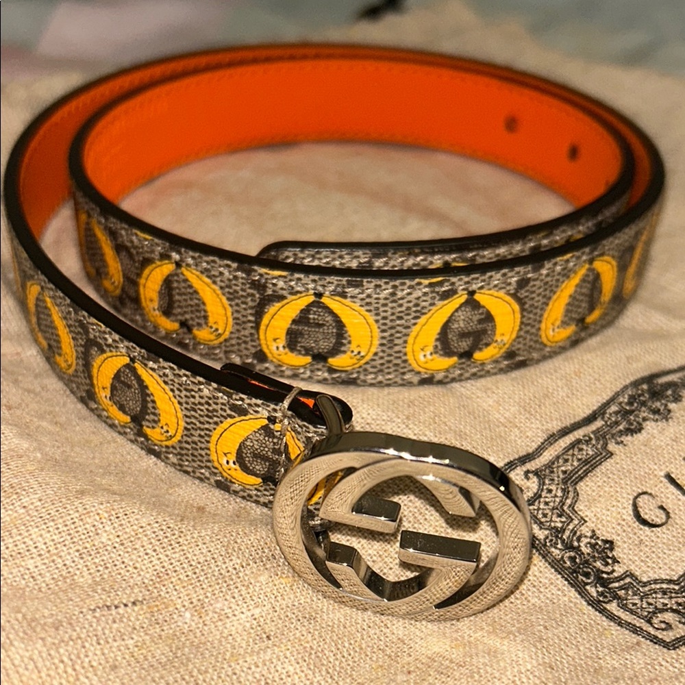 Gucci kids UNISEX Orange and Gray Belt